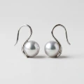 Classic Outline Dangle Creamy white Pearl Earrings - 10mm Freshwater Cultured Pearl 1