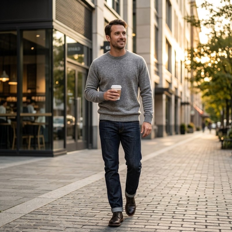 Men's 100% Pure Cashmere Classic Crewneck Sweater - Image 3