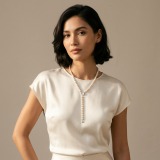 Baroque Irregular Pearl Necklace 8.18-8.10mm, 26in+2.5in, 60 Natural Baroque Pearls, Y-Chain thumbnail 2