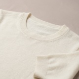 Women's 100% Pure Cashmere Short-Sleeve Sweater - Ivory White, Ultra-Light, Soft thumbnail 5