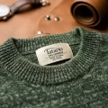 Tatario Men's 100% Pure Cashmere Thickened Crew Neck Sweater - Light Dark Green, Luxurious & Warm 4
