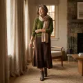 Premium Women's Cashmere A-Line Maxi Skirt - Elegant Coffee Brown, Size L 4