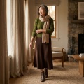 Premium Women's Cashmere A-Line Maxi Skirt - Elegant Coffee Brown, Size L 4