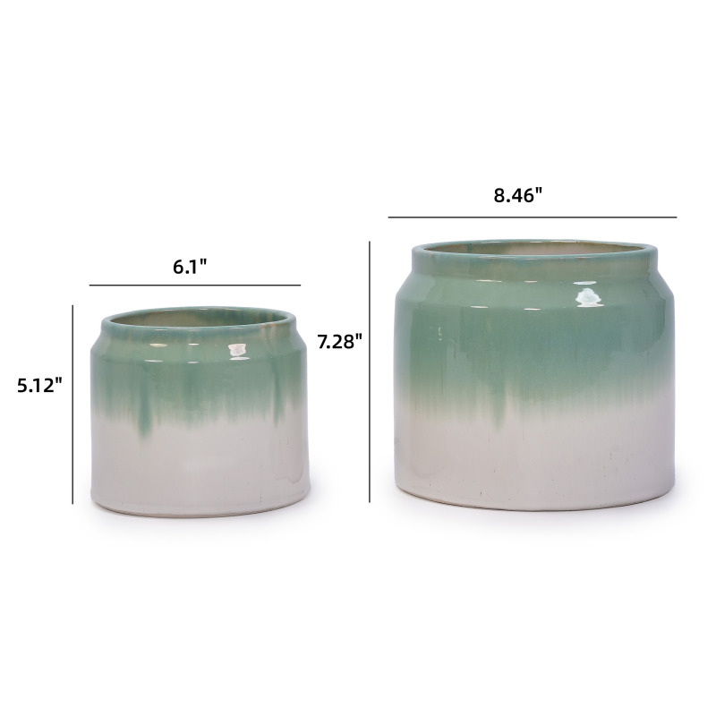 Handmade Gradient Ceramic Hydroponic Planter Set of 2, 8.5-Inch and 6-Inch - Image 3