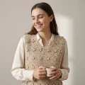 Tatario Women's 100% Pure Cashmere Hollow-Out Floral Knit Vest 1