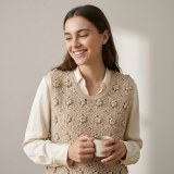 Tatario Women's 100% Pure Cashmere Hollow-Out Floral Knit Vest thumbnail 1