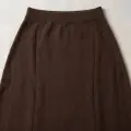 Premium Women's Cashmere A-Line Maxi Skirt - Elegant Coffee Brown, Size L 2