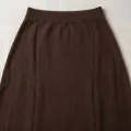 Premium Women's Cashmere A-Line Maxi Skirt - Elegant Coffee Brown, Size L 2