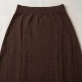 Premium Women's Cashmere A-Line Maxi Skirt - Elegant Coffee Brown, Size L thumbnail 2
