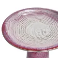 17'' Ceramic Bird Bath, Elegant Rose Ombre Pedestal with Swirl Pattern 3