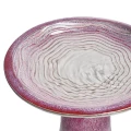 17'' Ceramic Bird Bath, Elegant Rose Ombre Pedestal with Swirl Pattern 3