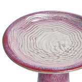 17'' Ceramic Bird Bath, Elegant Rose Ombre Pedestal with Swirl Pattern thumbnail 3