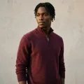 Men's 100% Pure Cashmere Half-Zip Sweater in Wine Red 2