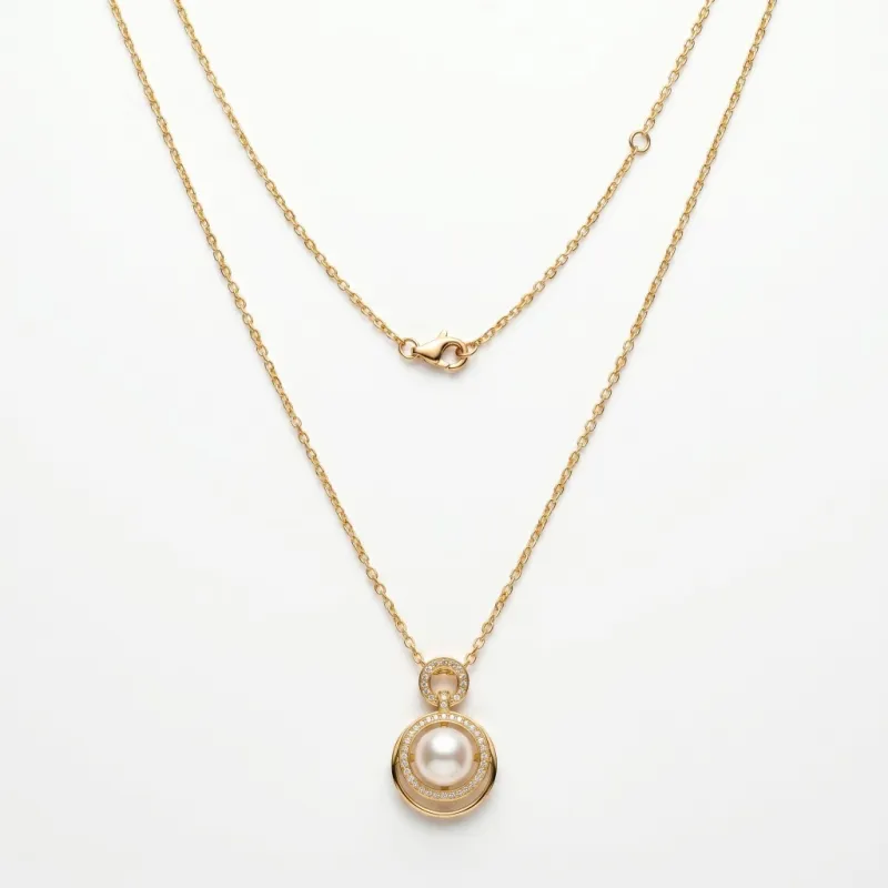 18K Gold Plated Pearl Pendant Necklace, 10.18mm, 18in, 18K Gold Plated - Main Image