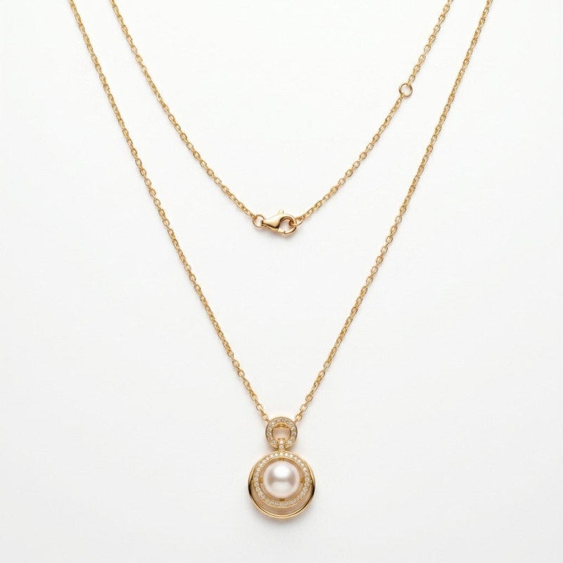 18K Gold Plated Pearl Pendant Necklace, 10.18mm, 18in, 18K Gold Plated - Image 1