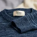 Tatario Men's 100% Pure Cashmere Thickened Crew Neck Sweater - Light Heather Blue, Luxurious Warmth 3