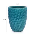 21" Large Teal Ceramic Planter - Handmade Breathable Clay Pot with Drainage 5