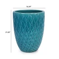 21" Large Teal Ceramic Planter - Handmade Breathable Clay Pot with Drainage 5