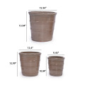 Set of 3 Handmade Taupe Ceramic Planters - 16/13/10 Inch Indoor/Outdoor Pots 5