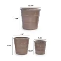 Set of 3 Handmade Taupe Ceramic Planters - 16/13/10 Inch Indoor/Outdoor Pots 5