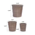Set of 3 Handmade Taupe Ceramic Planters - 16/13/10 Inch Indoor/Outdoor Pots 5