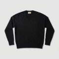 Women's Elegant Silver Lurex V-Neck Pure Cashmere Sweater - Black, Size L, 197g Lightweight 4