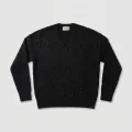 Women's Elegant Silver Lurex V-Neck Pure Cashmere Sweater - Black, Size L, 197g Lightweight 4