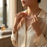 Champagne Pink Baroque Freshwater Pearl Necklace, 16.5 Inches thumbnail 6