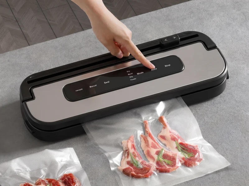 Fully Automatic Vacuum Sealer B5 - 4 Modes (Dry/Moist/Oily/Soft), Powerful Suction, Built-in Cutter, Sleek Black - Main Image