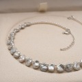Silver Baroque Seed Pearl Necklace, 8.65mm-4.10mm, 18in+2.5in 9