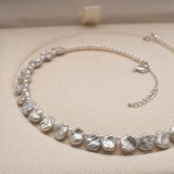 Silver Baroque Seed Pearl Necklace, 8.65mm-4.10mm, 18in+2.5in thumbnail 9
