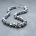 Metallic Silver Baroque Freshwater Pearl Necklace - 18 Inches 2