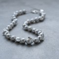 Metallic Silver Baroque Freshwater Pearl Necklace - 18 Inches 2