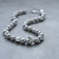 Metallic Silver Baroque Freshwater Pearl Necklace - 18 Inches 2