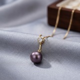 Purple Pearl Necklace 11.38mm 20in thumbnail 8
