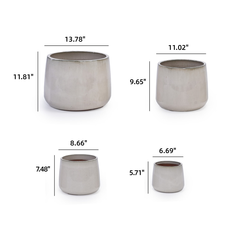 4-Piece Handmade Ceramic Planter Set - Minimalist Matte Texture, Indoor & Outdoor Use - Image 4