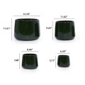 Deep Green Handmade Ceramic Planter Set of 4 - Breathable Clay for Succulents 3