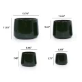 Deep Green Handmade Ceramic Planter Set of 4 - Breathable Clay for Succulents 3