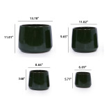 Deep Green Handmade Ceramic Planter Set of 4 - Breathable Clay for Succulents thumbnail 3