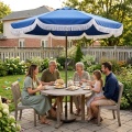 8.8FT Outdoor Patio Umbrella with Tassels, Crank & Tilt - Army Blue 2