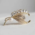 Angel Wings Pearl & Rhinestone Brooch - 8mm 1