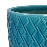 21" Large Teal Ceramic Planter - Handmade Breathable Clay Pot with Drainage thumbnail 4