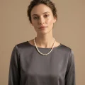 Elegant 17" White Pearl Necklace with Gold-Plated Floral Clasp - 8.2-8.6mm 2