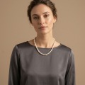Elegant 17" White Pearl Necklace with Gold-Plated Floral Clasp - 8.2-8.6mm 2