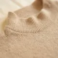 Women's 100% Cashmere Mock Neck Sweater - Light Coffee, Classic Fit 7