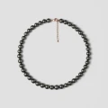 44-Pearl Peacock Color Necklace (9.3-9.5mm) - 18 Inches - 14K Rose Gold Plated Alloy 1
