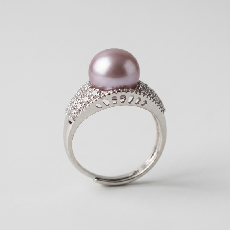 "Purple Rhyme" Pearl Ring 11.38mm Adjustable Size 18-24mm - Main Image