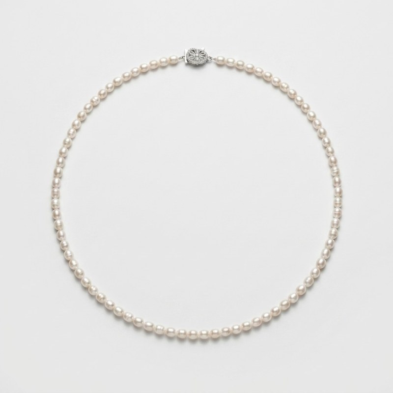 48" Freshwater Pearl Long Necklace - 185 Teardrop Pearls, Silver-Plated Clasp - Image 1