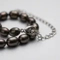 Premium Dark Peacock Freshwater Pearl Necklace18", 9-9.5mm Oval Pearls, Silver-Plated 5
