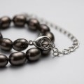 Premium Dark Peacock Freshwater Pearl Necklace18", 9-9.5mm Oval Pearls, Silver-Plated 5